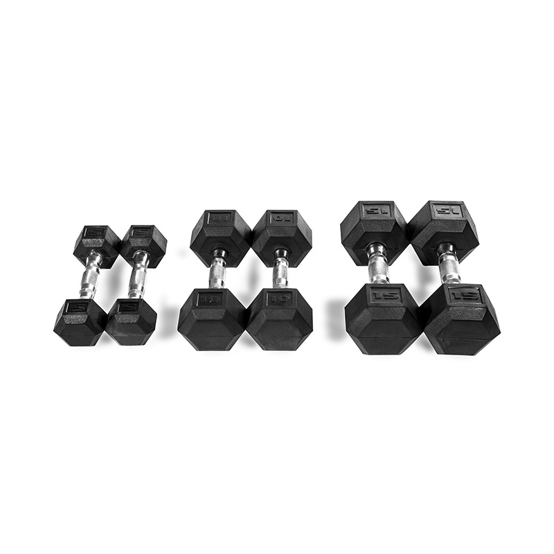 Set di manubri in gomma nera multi-dimensione
